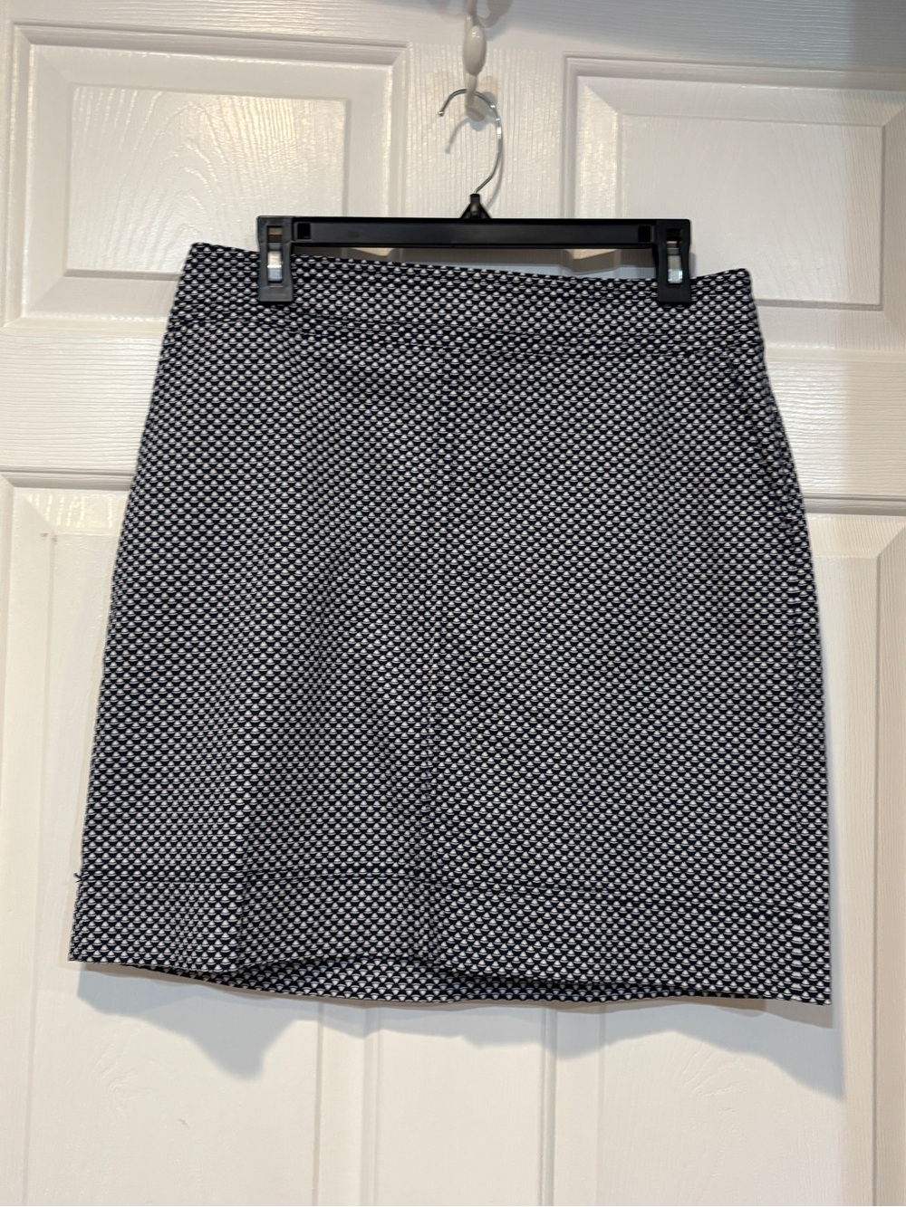 Talbots Navy and White A-Line Patterned Skirt